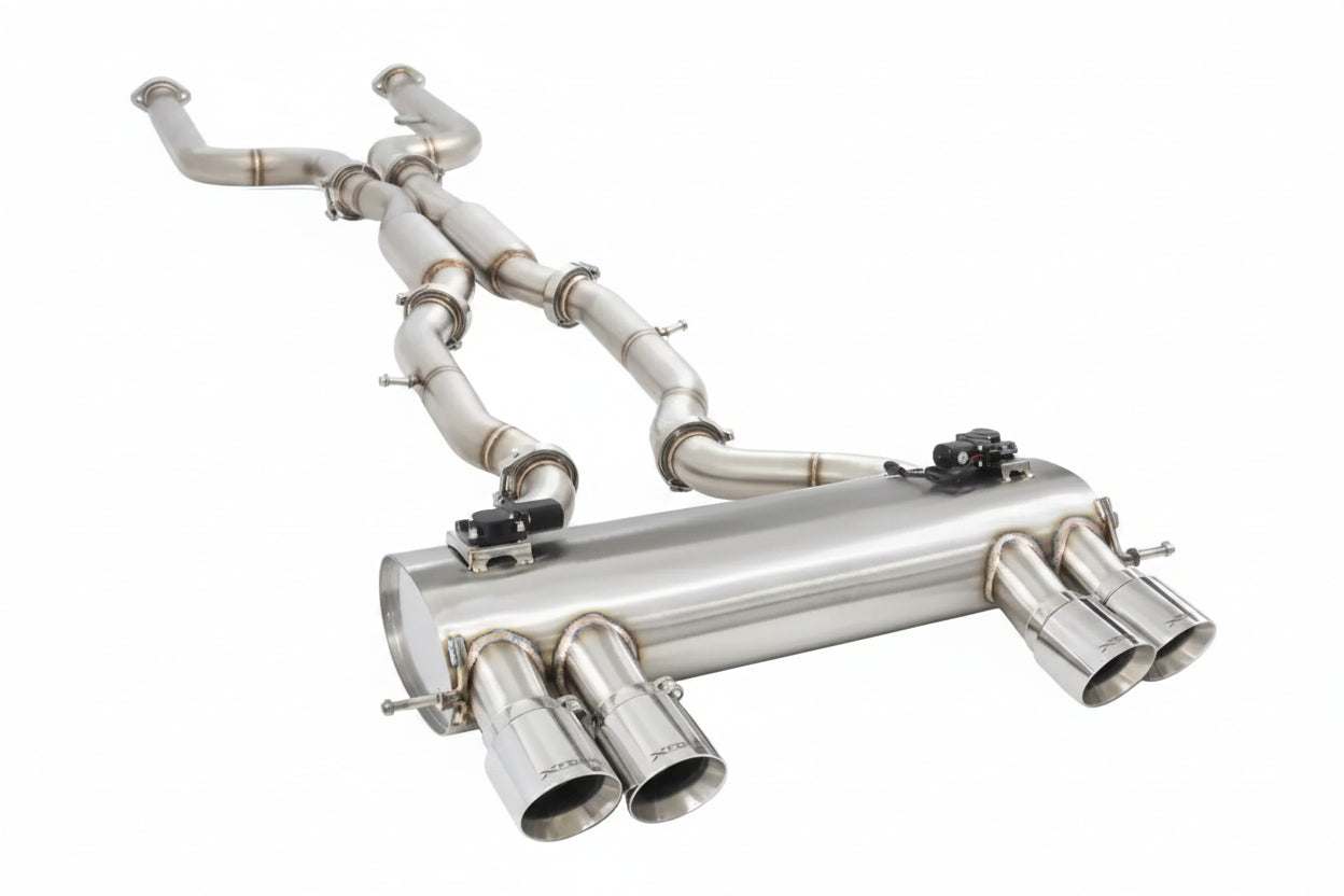 BMW M3 G80 2020- X-Force 3" Dubbla Cat-Back System Varex Dämpare, 304 Rostfritt Stål