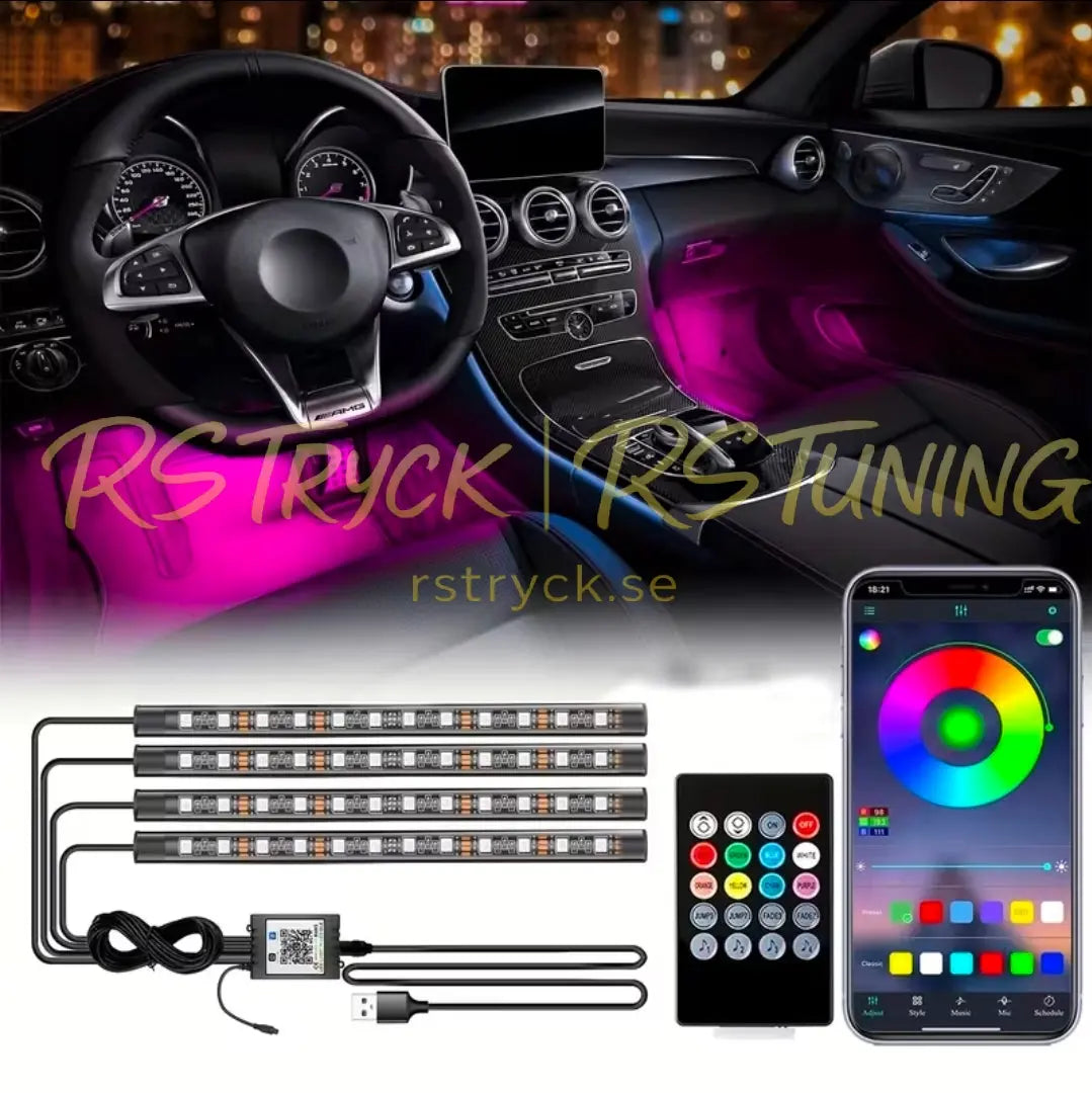 LED Fotbelysning till bil med kontroll & appstyrning RSTryck