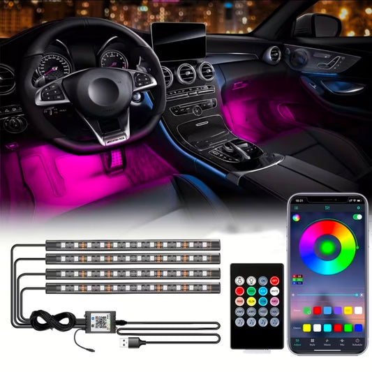 LED Fotbelysning till bil med kontroll & appstyrning
