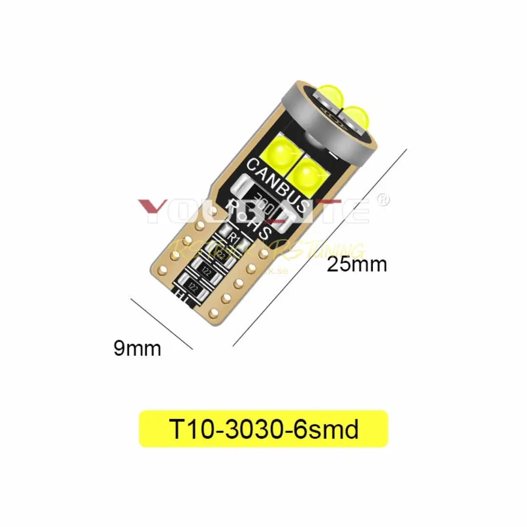 Canbus T10 3030 6SMD W5W LED lampa - olika färger RSTryck
